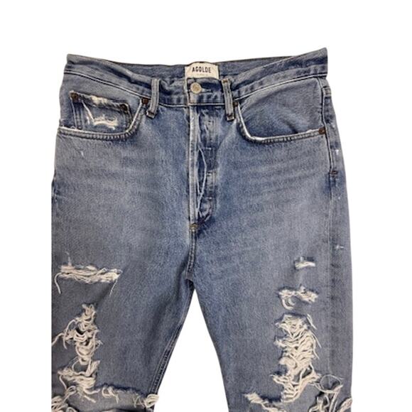 AGOLDE 90s Organic Cotton Distressed Straight Leg High Rise Jeans 27 - Picture 6 of 16